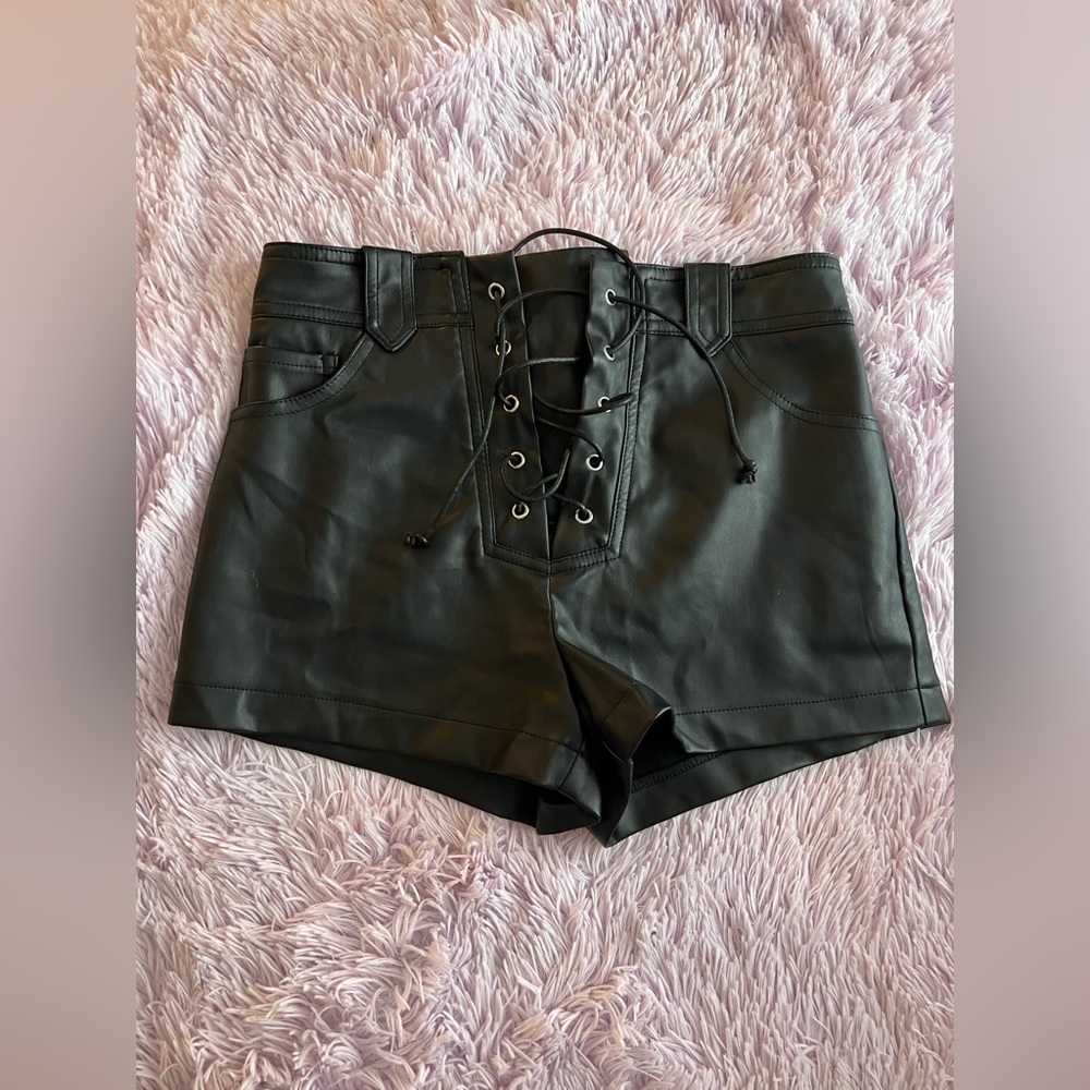 Black Faux Leather Shorts